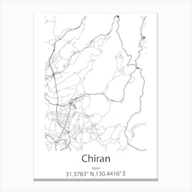 Chiran,Japan Minimalist Map Canvas Print