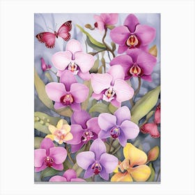 Orchids And Butterflies Canvas Print