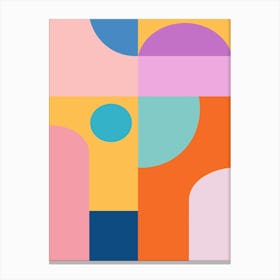 Playful Colorful Cute Aesthetic Geometric Color Block Shapes Canvas Print