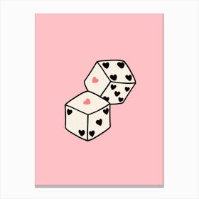 Heart Dice Pink Canvas Print