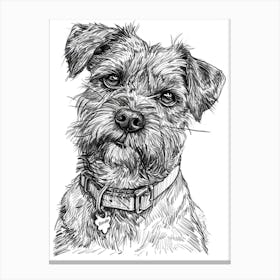 Border Terrier Dog Line Sketch 2 Canvas Print
