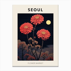Seoul South Korea Botanical Flower Market Poster Canvas Print