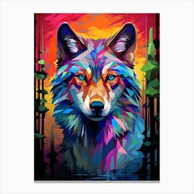 Wolf Geometric Abstract 3 Canvas Print
