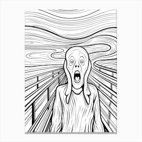 Line Art Inspired By The Scream 4 Canvas Print