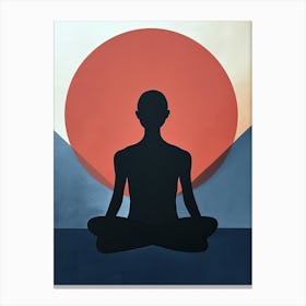 Silhouette Of A Man In Meditation, Minimalism Canvas Print