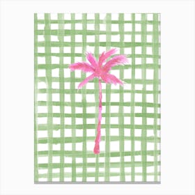 Green Ginham And Palm Canvas Print