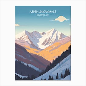 Poster Of Aspen Snowmass   Colorado, Usa, Ski Resort Illustration 3 Canvas Print