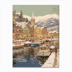Vintage Winter Illustration Troms Norway 1 Canvas Print