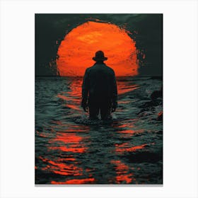 Sunset Man In The Water Canvas Print