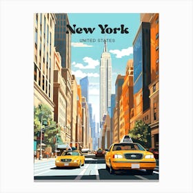 New York United States Summer Travel Illustration Canvas Print