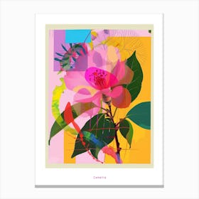 Camellia 2 Neon Flower Collage Poster Canvas Print