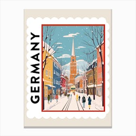 Retro Winter Stamp Poster Munich Germany 2 Canvas Print