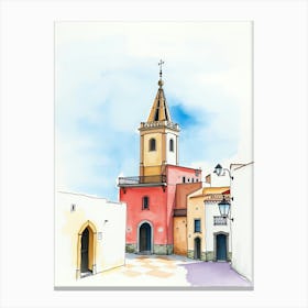 Watercolor Sketch Of A Village In Spain Canvas Print