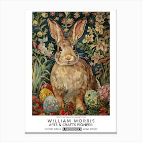 William Morris Easter Rabbits Textile 3 Canvas Print