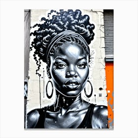 Graffiti Mural Of Beautiful Black Woman 406 Canvas Print