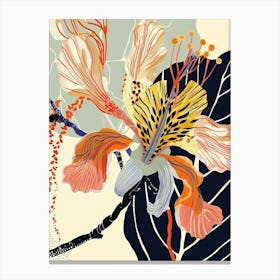 Colourful Flower Illustration Peacock Flower 4 Canvas Print