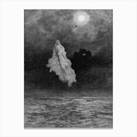 The Raven by Gustave Dore for Edgar Allen Poe 1884 - Remastered Vintage Victorian Horror Spooky Story Tales Cool Ghouls Spirits Full Moon Witchy Horrorcore Canvas Print