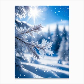 Crystal Snowfall Fresh Holiday Frost Icy Snowflake Texture Beautiful Light Season Hoar Fr (22) Canvas Print