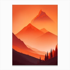 Misty Mountains Vertical Composition In Orange Tone 210 Canvas Print
