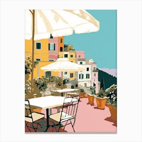 Positano, Italy, Flat Pastels Tones Illustration 2 Canvas Print