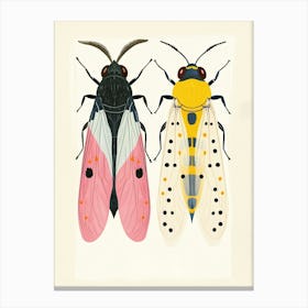 Colourful Insect Illustration Whitefly 11 Canvas Print