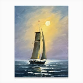 Sailboat At Sunset Canvas Print