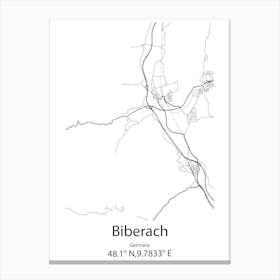 Biberach,Germany Minimalist Map Canvas Print