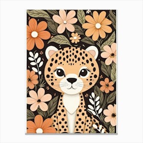 Floral Cute Baby Leopard Nursery (14) Canvas Print
