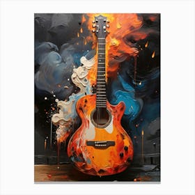 Guitar On Fire Canvas Print