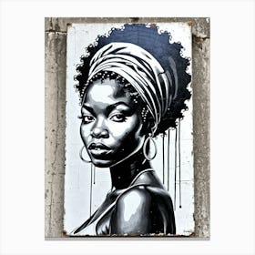Vintage Graffiti Mural Of Beautiful Black Woman 122 Canvas Print