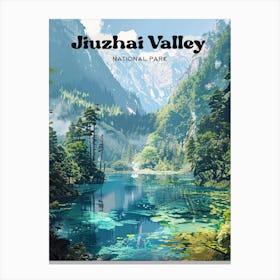 Jiuzhai Valley National Park Tibet Travel Art Illustration Canvas Print