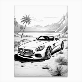 Mercedes Benz Amg Gt Tropical Drawing 1 Canvas Print
