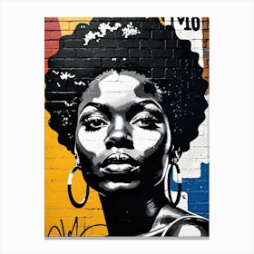 Vintage Graffiti Mural Of Beautiful Black Woman 98 Canvas Print