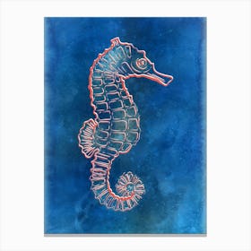 Neon Seahorse Canvas Print