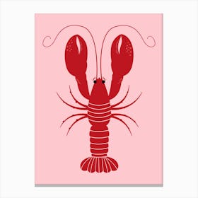 Lobster On Pink Background Canvas Print