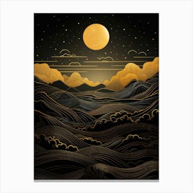 Landscape With Moon And Stars Canvas Print