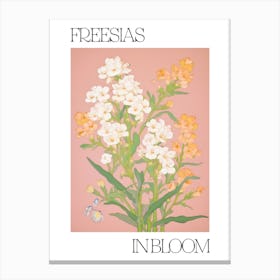 Freesias In Bloom Flowers Bold Illustration 2 Canvas Print