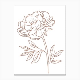 Peony Monoline Drawing Line Art Stampe su tela