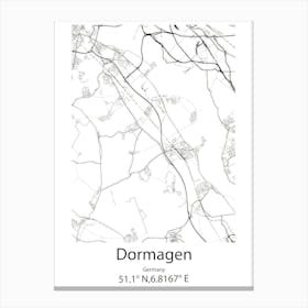 Dormagen,Germany Minimalist Map Canvas Print