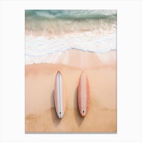 surfboards laying on the beach 1 Canvas Print