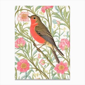 European Robin William Morris Style Bird Canvas Print