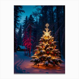 Christmas Tree In The Forest Canvas Print