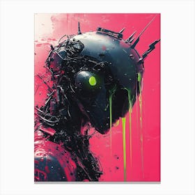 Robot With A Green Face Canvas Print