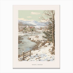 Vintage Winter Poster Abisko Sweden Canvas Print