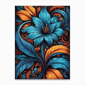 Blue And Orange Flower Canvas Print