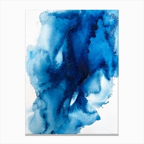 Blue Abstraction, Watercolor Painting on Paper Canvas Print