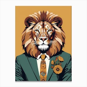 Lion Portrait In A Suit (23) Canvas Print