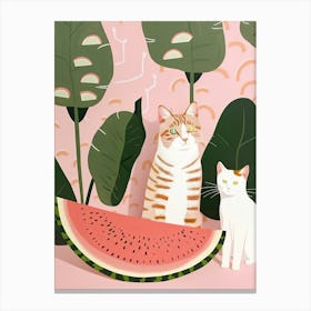 Cats And Watermelon 3 Canvas Print