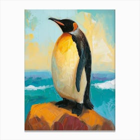 King Penguin Sea Lion Island Colour Block Painting 3 Canvas Print