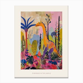 Colourful Dinosaur In A Jungle Painting 2 Poster Canvas Print